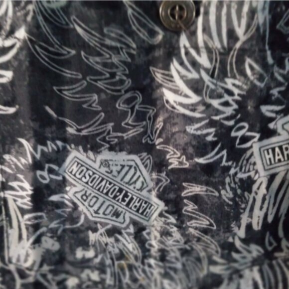 Harley-Davidson Hawaiian Shirt Men’s Size S Black Motorcycle Tropical Button Up - Picture 9 of 11